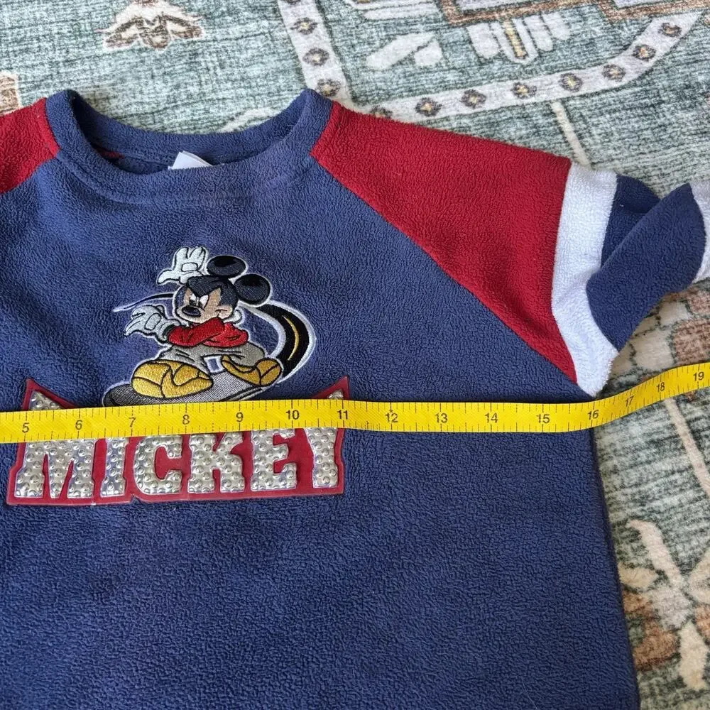 Y2K Disney Store Kids Sz XXS Fleece Mickey Streetwear Long Sleeve Top